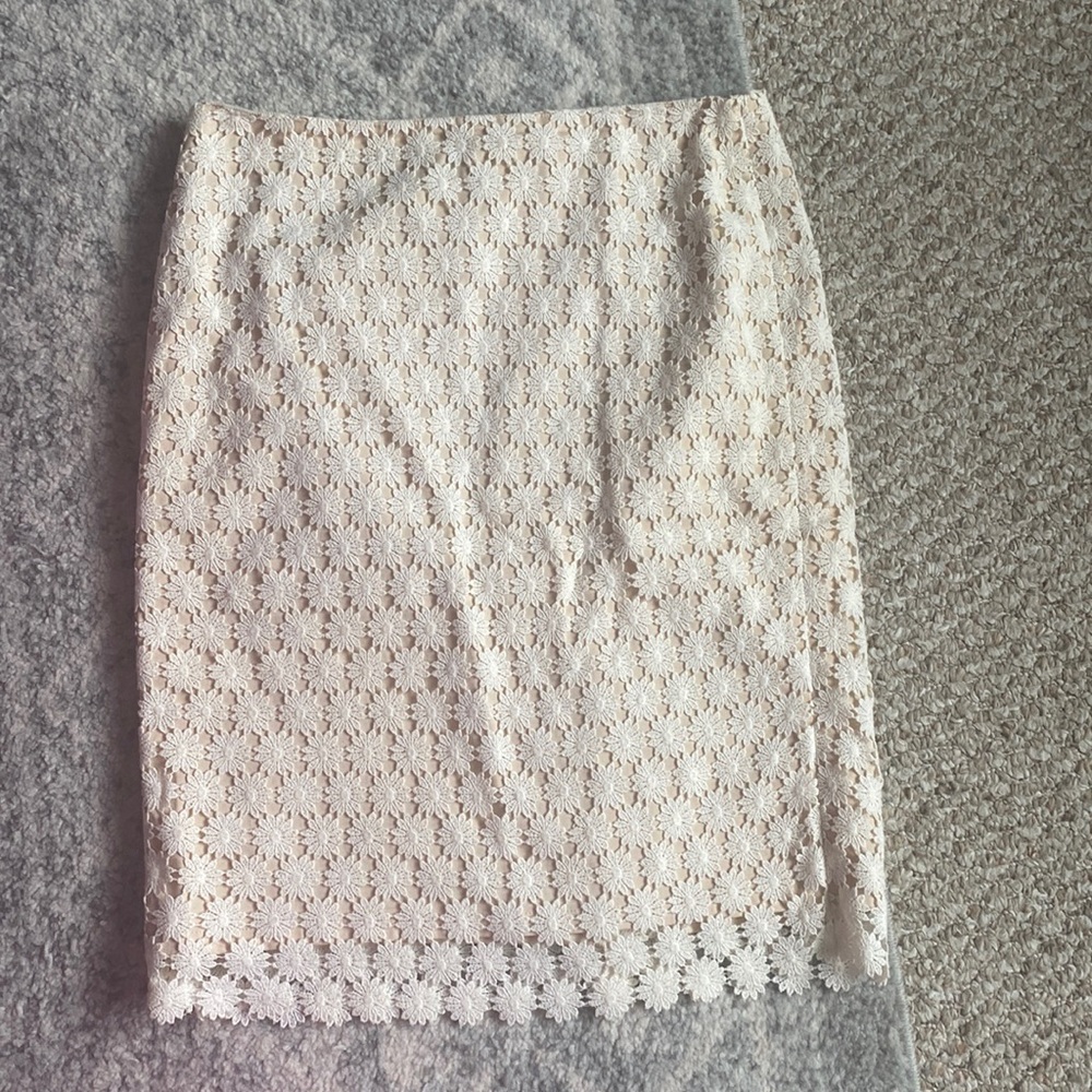 Talbots Floral Overlay / Lace Pencil Skirt